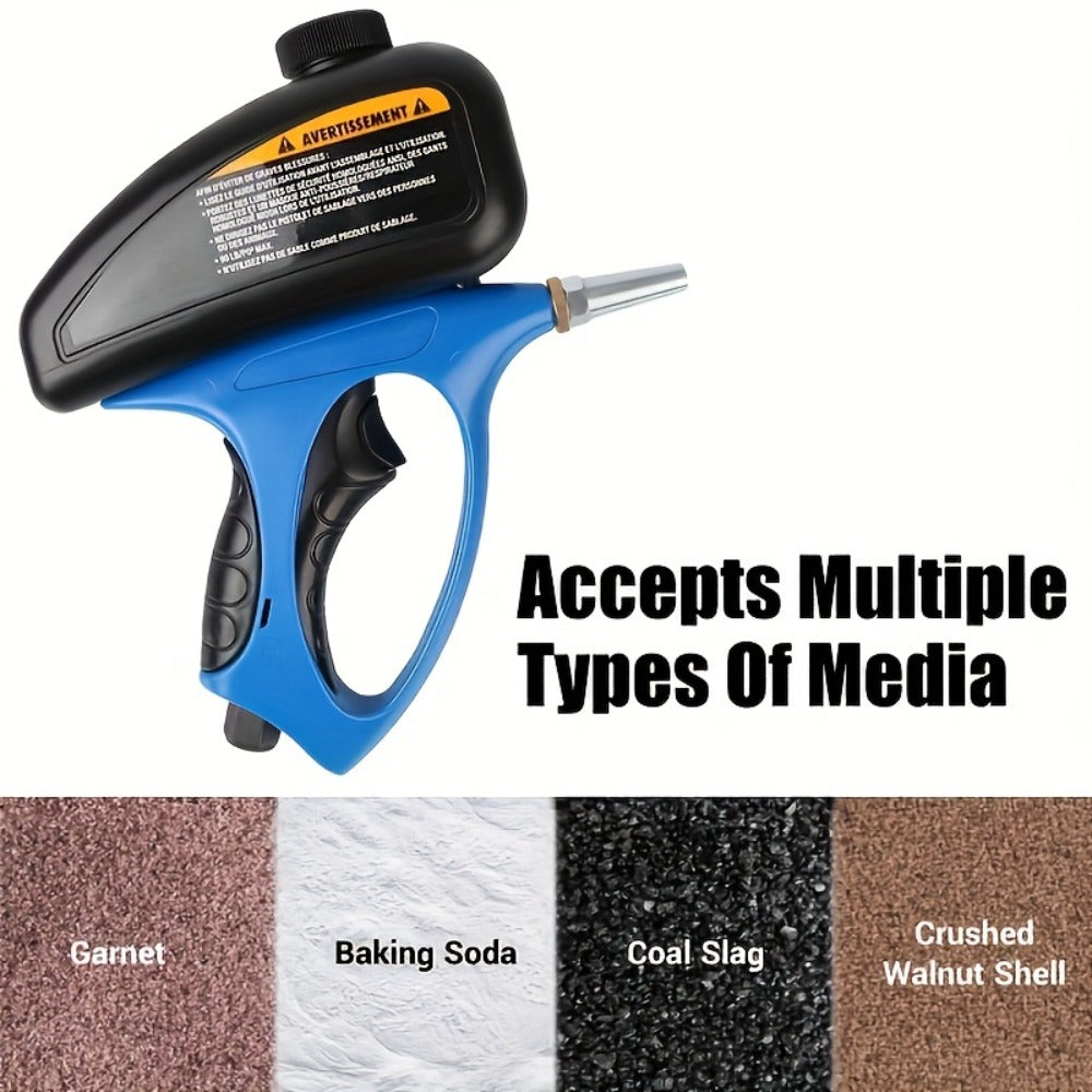 Sandblaster Gun for Air Compressor Pneumatic Abrasive Blasting, 90 PSI Max, 500ml Tank, Small Nozzle