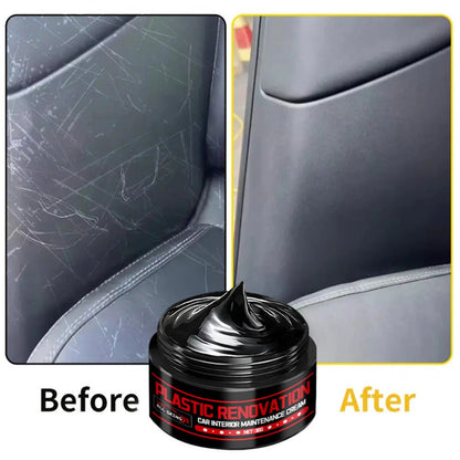 Car Plastic Restorer & Black Interior Trim Polish – Scratch Repair Paste, Anti-Aging Refurbishment Wax for Dashboard, Bumper