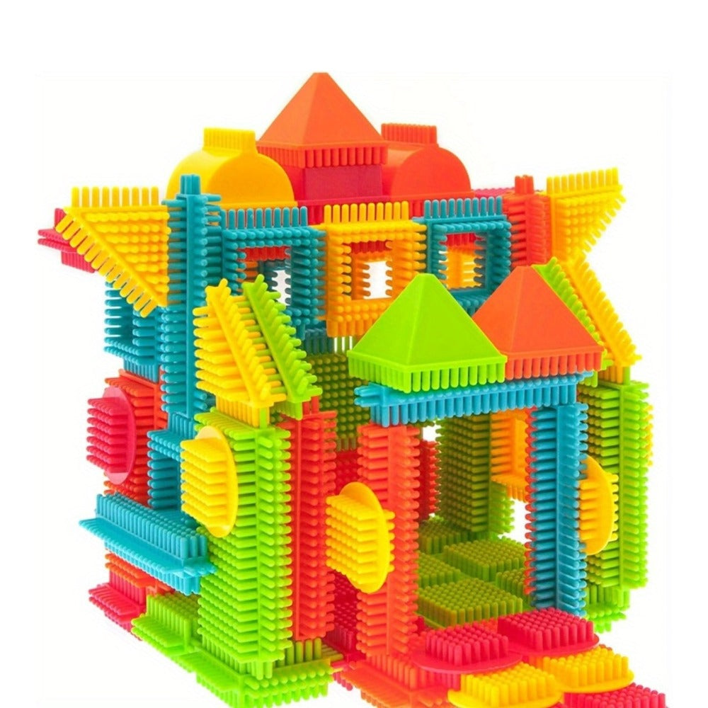 Hedgehog Bristle Blocks for Toddlers 150PCS, Interlocking Brush Building Set, Sensory STEM Learning Toy for Kids Ages 2 3 4 5