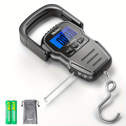 Digital Fishing Scale 50kg 110lb Portable Handheld Fish Scale with LCD Backlight & Built-in Measuring Tape