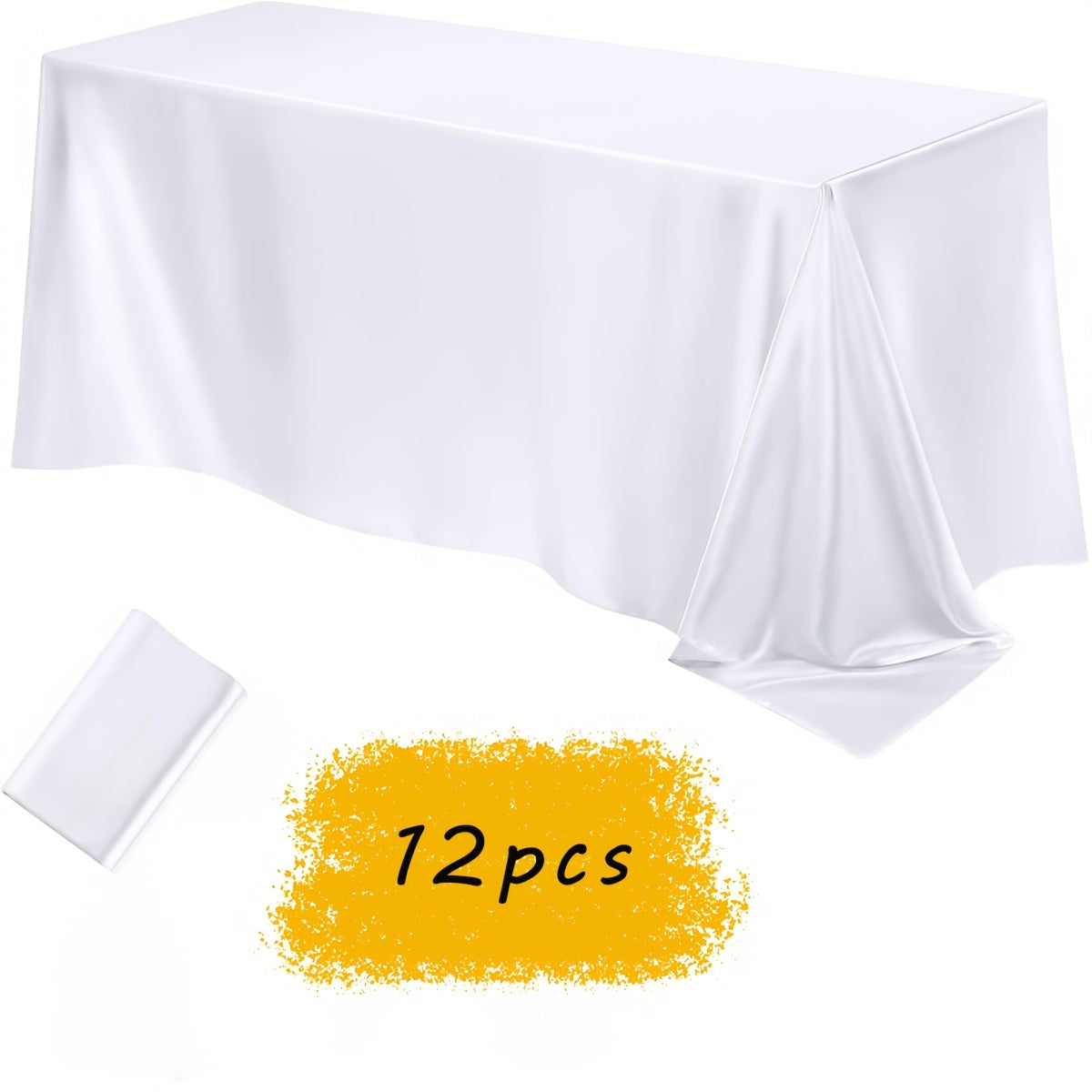 Tablecloth Satin Rectangle Cover 12-Piece Set in 57 x 102-Inch Size and Fourteen Colors for Events