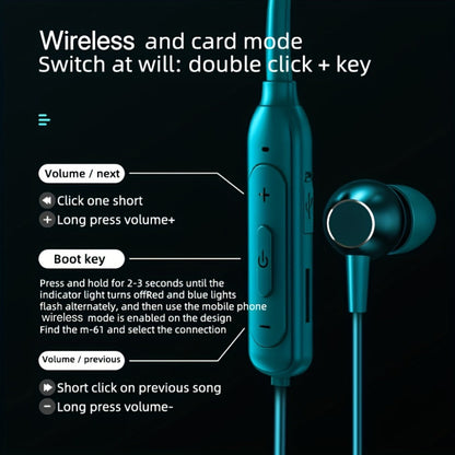 Neckband Magnetic Wireless Earbuds 20H Playtime 230mAh In-Ear Noise Canceling Sports for Bedside Audio, Alarms and Room Entertainment