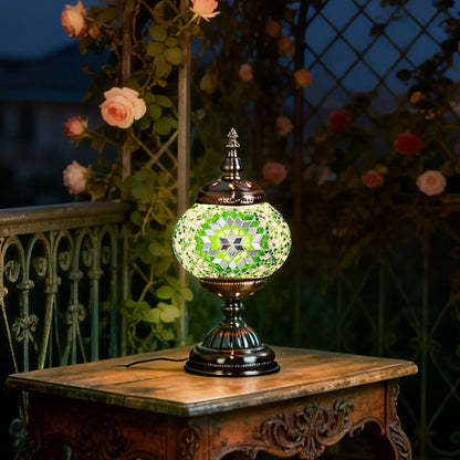 Moroccan Table Lamp Handmade DIY Turkish Lamp Dimmable Glass Metal Brass Bohemian Bedside for Entryways, Bedrooms and Living Spaces
