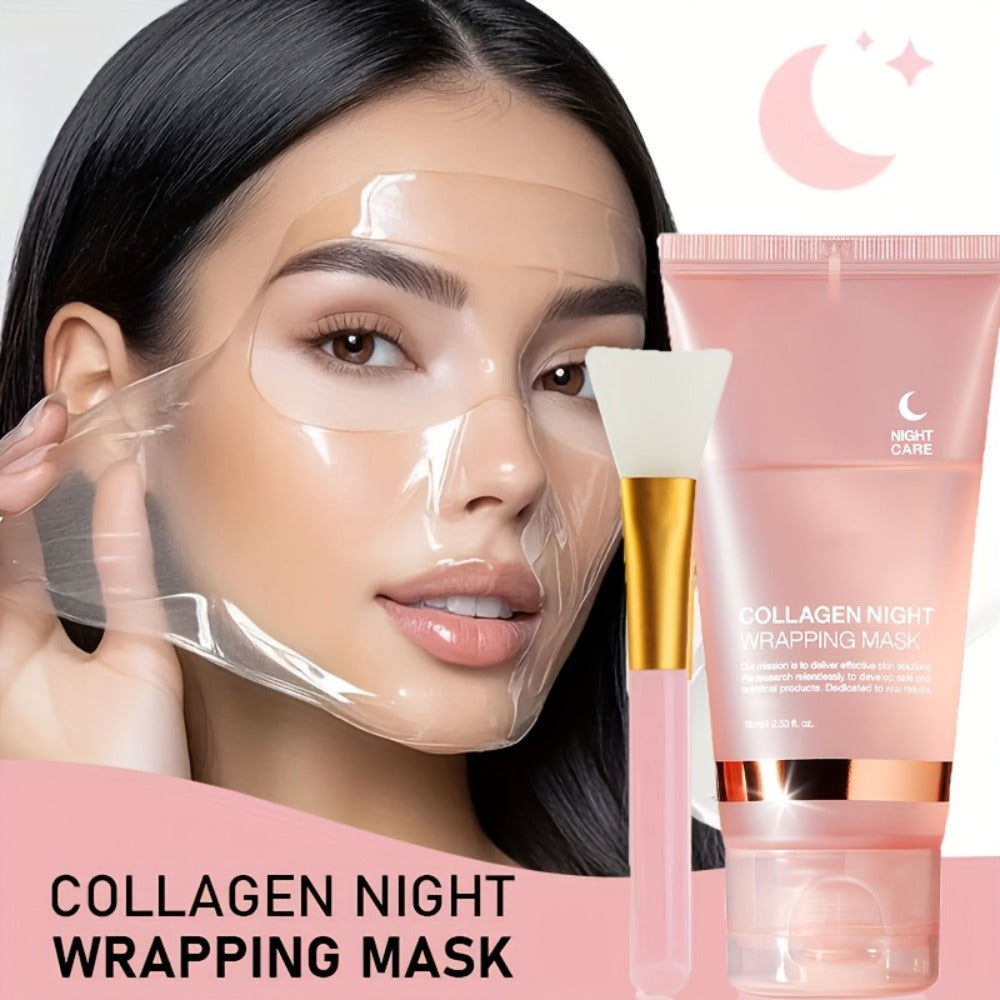 Collagen Overnight Sleeping Mask 3pcs 75g - Niacinamide Hyaluronic Acid Intensive Lifting Sleep Off Face Mask for Women