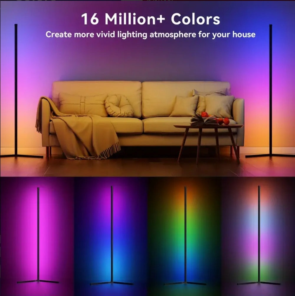 RGB Smart Floor Lamp 56 Inch, 16 Million DIY Color Changing with App & Remote Control, Music Sync