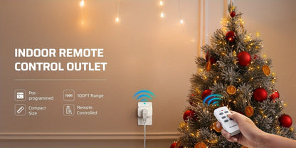 Wireless Remote Control Outlet Switch 100ft RF Range Programmable Expandable Plug-in Remote for Entryways, Bedrooms and Living Spaces
