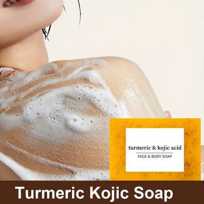 Turmeric Kojic Acid Brightening Soap Handmade Lemon Cold Process Deep Cleansing Hydrating Bar for Face & Body All Skin Types