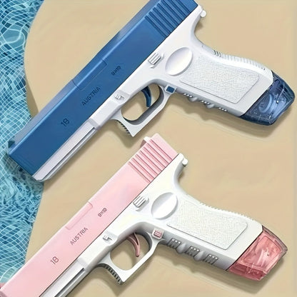 Compact Electric Water Blaster with 500cc and 60cc Detachable Reservoirs, Blue or Pink Body Design