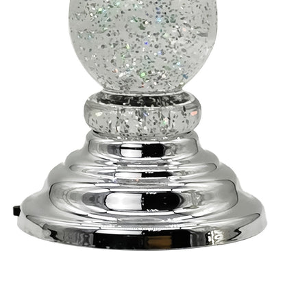 Candle Holder LED Swirl Globe Pedestal with Acrylic Water Chamber, Top Candle Tray and Silver, Gold or Santa Options