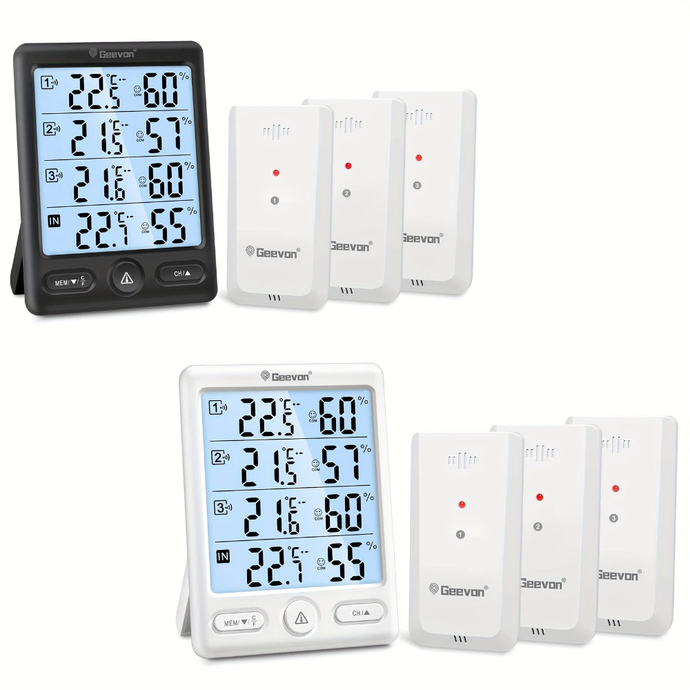 Indoor Outdoor Thermometer Wireless with 3 Remote Sensors - Digital Hygrometer Temperature Humidity Monitor