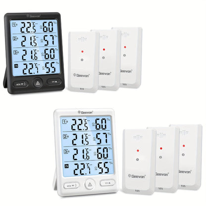 Indoor Outdoor Thermometer Wireless with 3 Remote Sensors - Digital Hygrometer Temperature Humidity Monitor