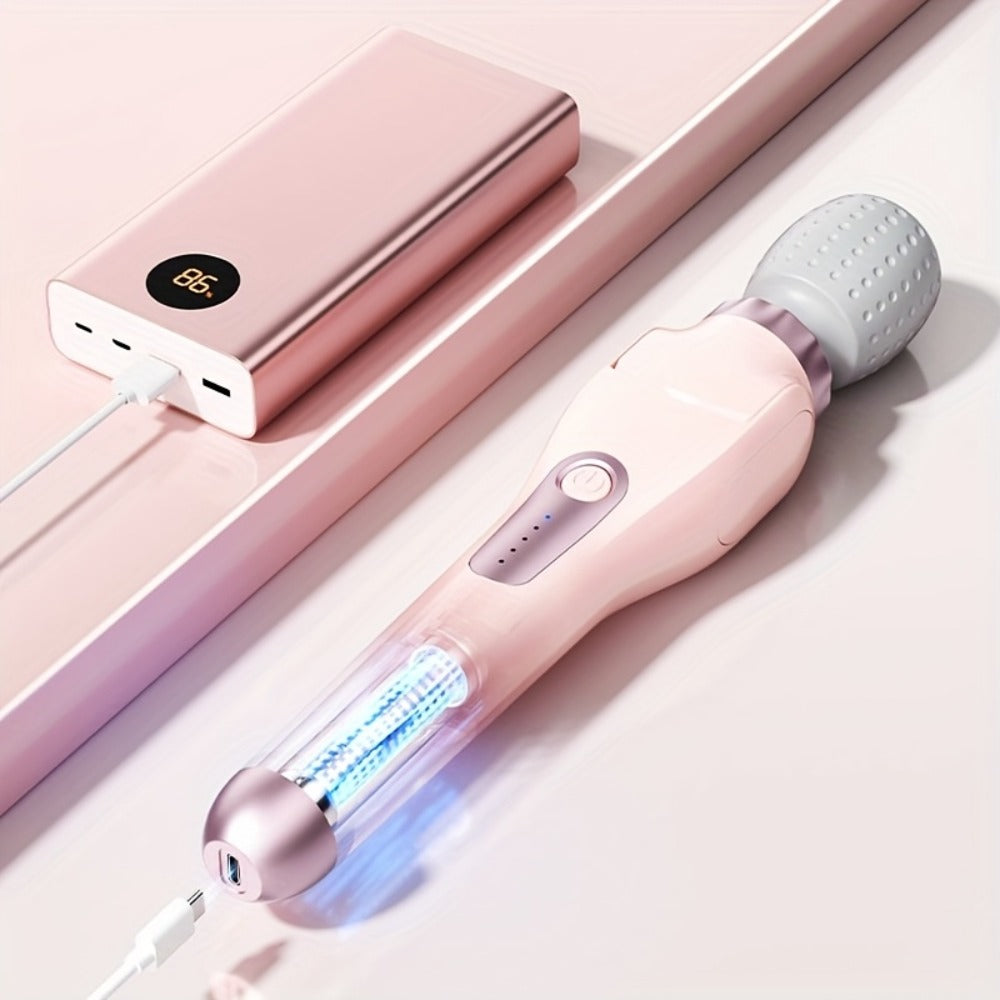 Electric Handheld Massager 180° Foldable Massage Stick, 5-Speed Vibration USB Rechargeable Rotating Head