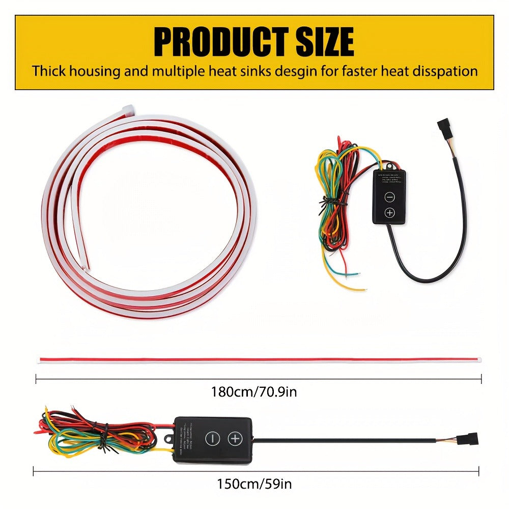 Car Hood LED Light Strip – 79" / 6FT Flexible Daytime DRL Strip with Fuse Protection, Universal Fit for Car SUV Truck Van, No Wiring Needed