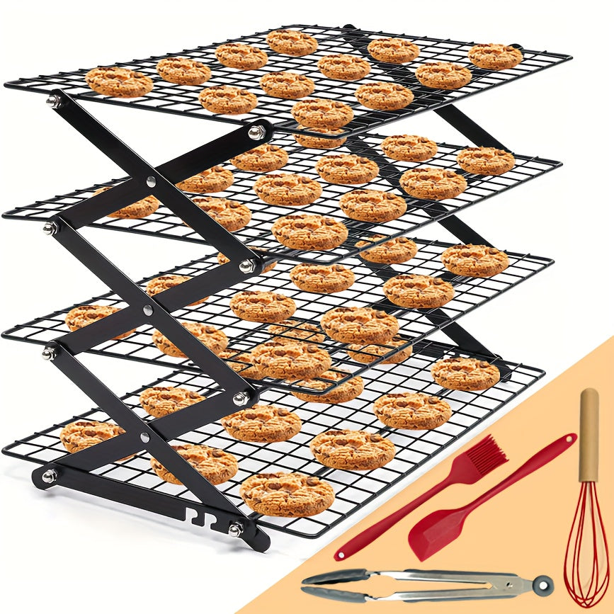 Foldable Cooling Rack Set, Stackable Oven Cookie Cake Drying Rack with Free Baking Tools (Silicone Spatula