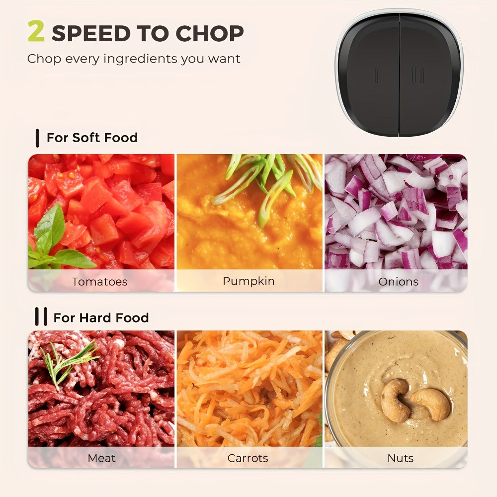 Mini Electric Food Processor 450W with 2 Bowls & 4 Bi-Level Blades, Meat Grinder & Vegetable Chopper for Baby Food