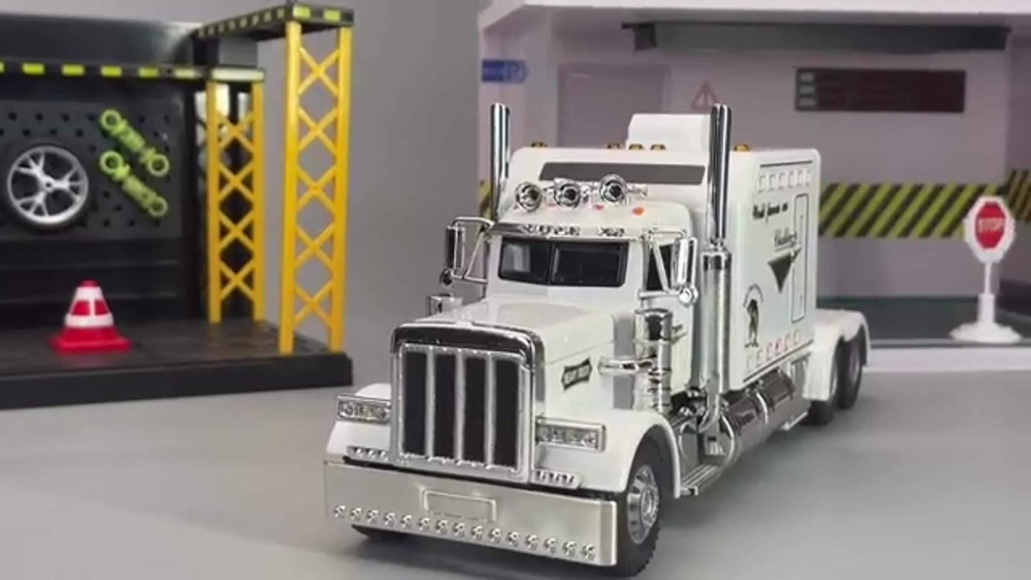 Semi Truck Toy 1:24 Scale Die-Cast Metal Pull-Back Alloy Semi-Trailer Truck with the Listed Color, Size or Set Options for Everyday Use
