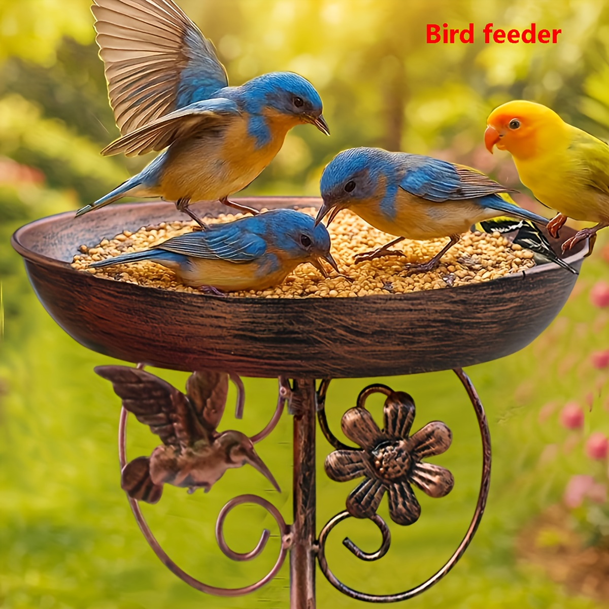 Bird Feeder Cast Iron Vintage, Bird Bath Garden Outdoor Yard Decor for Garden, Yard and Pest Management