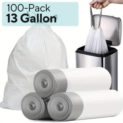 Heavy Duty Trash Bags 13 Gallon 100 Count, 1 Mil Extra Thick Drawstring Garbage Bags, Leak-Proof Tear-Resistant Kitchen Trash Can Liners