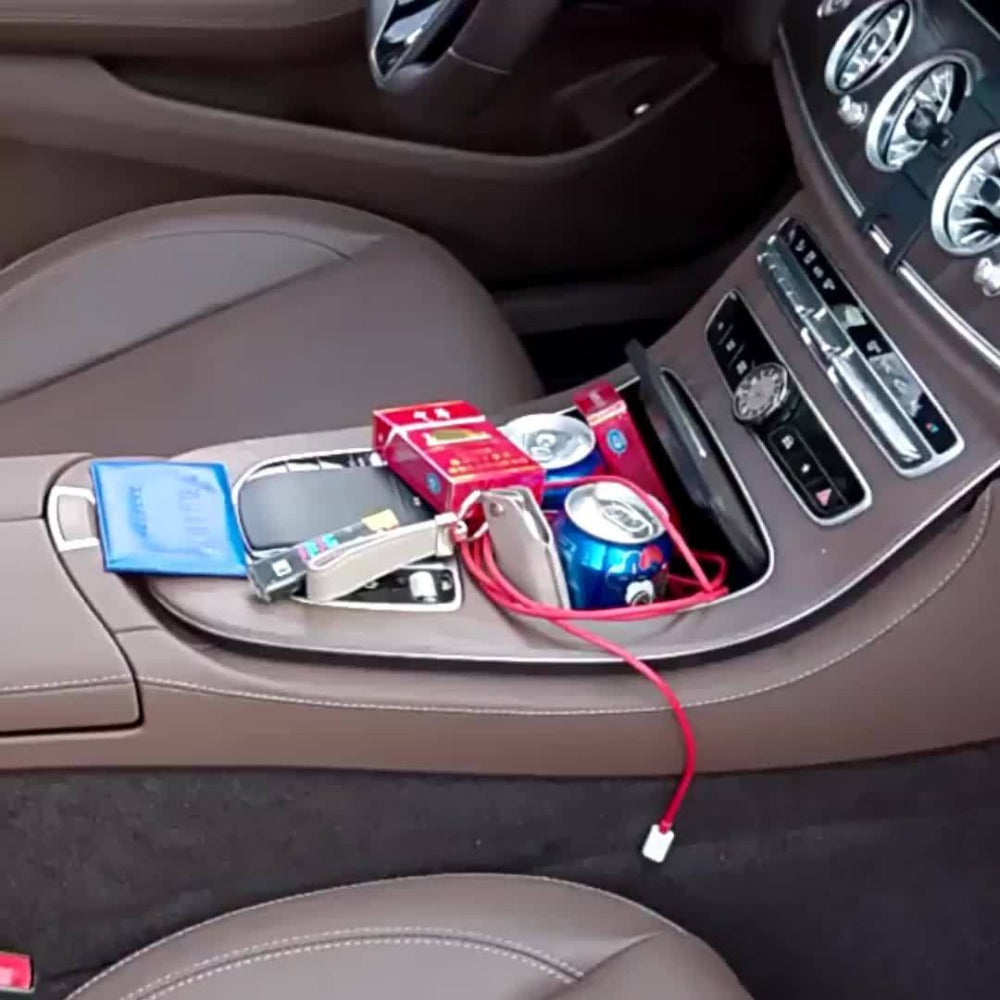 Seat-Gap Car Organizer with Cup Recess and Phone Storage in Four Color Pairs or Left-Side Black Pack