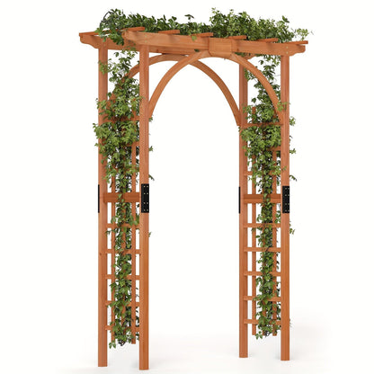 Cedar Wood Arbor 84" Double Lattice Garden Arch Pergola Trellis for Garden, Patio and Yard Use