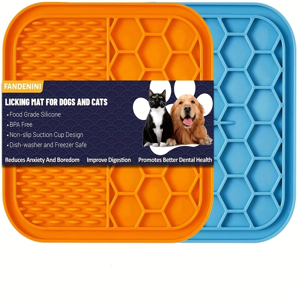 Licking Mat for Dogs and Cats with Suction Cup – Slow Feeder Boredom Buster Pad for Peanut Butter & Treats, Calming Bath & Grooming Aid
