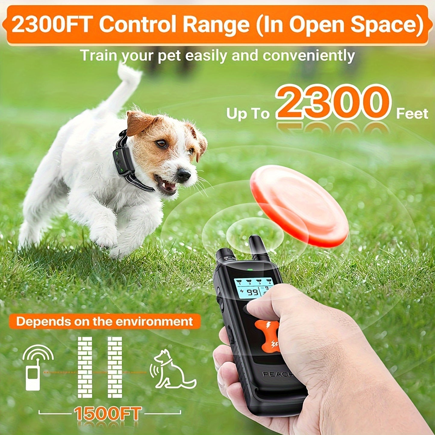 Dog Training Collar with Remote 2300ft – Rechargeable E-Collar with Beep Vibration Shock Modes Security Lock for Large & Medium Dogs