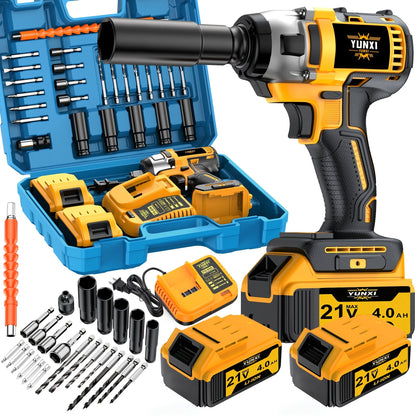 21V Cordless Drill Brushless Impact Wrench Multifunctional, Lithium Battery, Quick Charger, Variable Speed