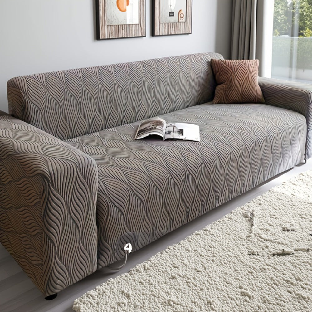 Sofa Cover Polar Fleece Modern Jacquard Elastic Slipcover with Elastic Fit for 1 to 4-Seater Sofas