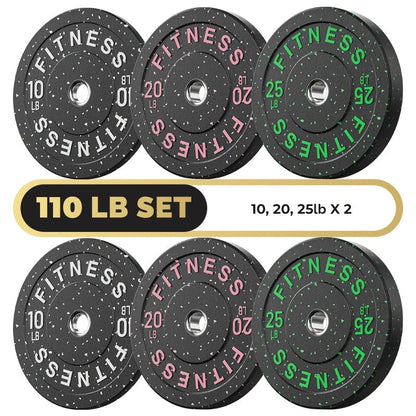 Bumper Plates Colored Rubber Weight Plates – 2-Inch Olympic Barbell Plates for Weightlifting & Strength Training