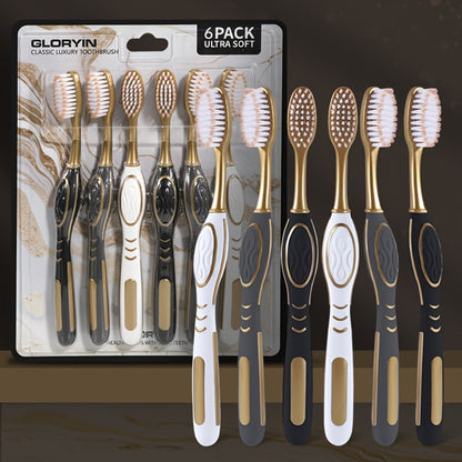 Gloryin Soft Bristle Toothbrush Set Anti-Slip Olive Handle Full Size Head Gentle Gum Care Daily Oral Hygiene