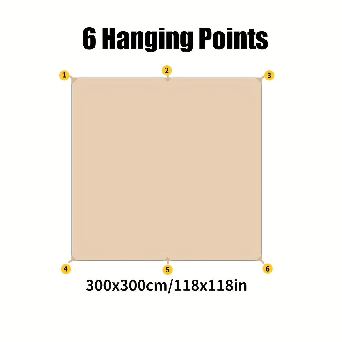 Camping Sunshade Tarp Multi-Function Sun Shelter Canopy – 19 Hanging Points or 6 Tie-Down Points, 300x300cm & 300x400cm