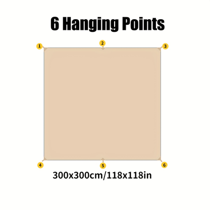 Camping Sunshade Tarp Multi-Function Sun Shelter Canopy – 19 Hanging Points or 6 Tie-Down Points, 300x300cm & 300x400cm