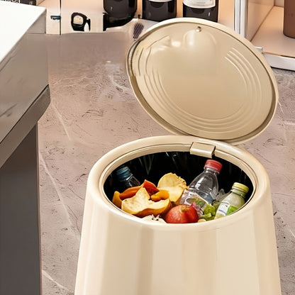 Wine Glass-Shaped Trash Can with Press Lid, 28.15-Inch Height and Red, Cream White or Black Finish
