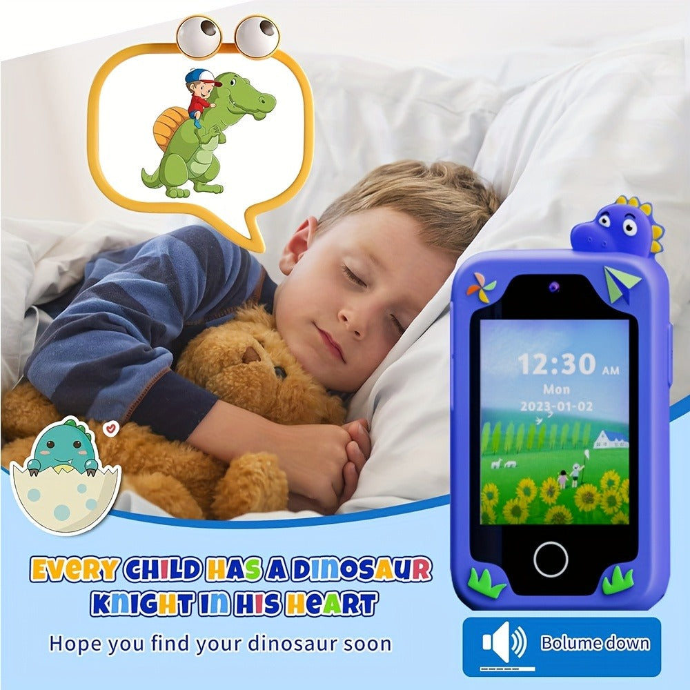 Kids Dinosaur Toy Phone with 8GB, HD Touchscreen & Dual Camera, Educational Travel Toy Cell Phone for Boys & Girls