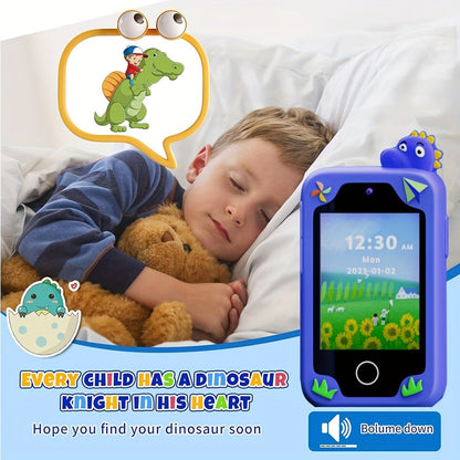 Kids Dinosaur Toy Phone with 8GB, HD Touchscreen & Dual Camera, Educational Travel Toy Cell Phone for Boys & Girls