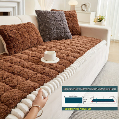 Sofa Cover Bohemian Quilted Shu Velveteen Panels with Ruffles and Design in Five Colors with Model-Specific Size and Color Options