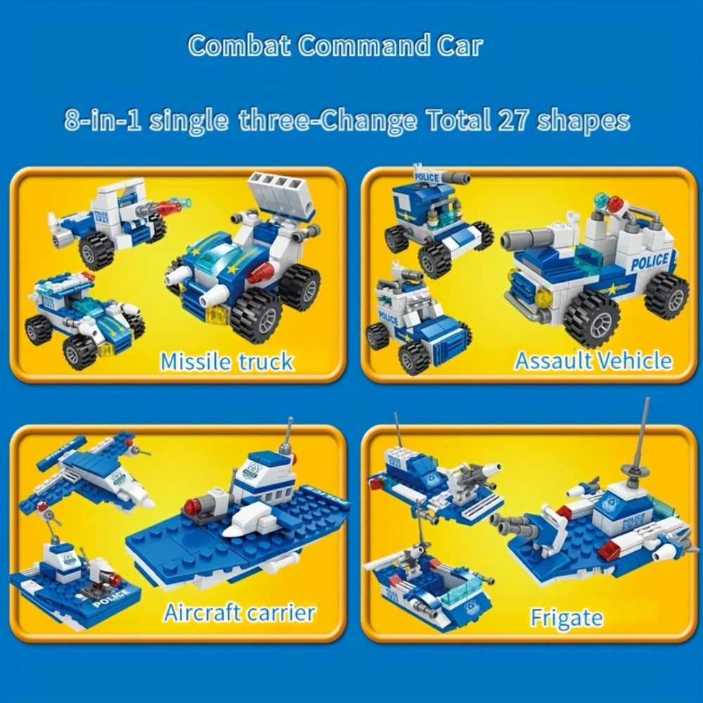 City Police Building Blocks Set 700 Pieces, Patrol Car Truck with Action Figures, Brick Toy for Boys Role Play STEM