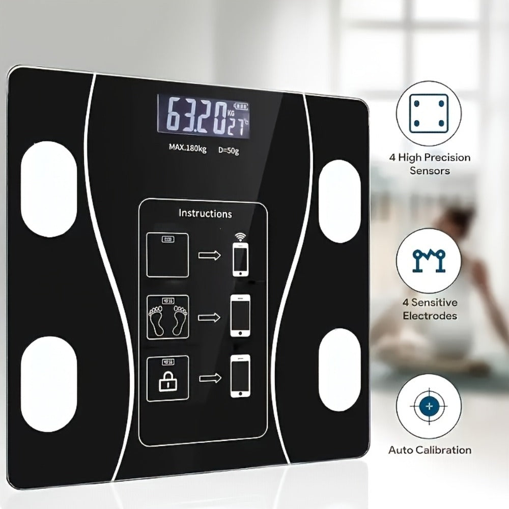 Digital Bathroom Scale Body Weight Scale LED Backlit Display Tempered Glass Compact for Entryways, Bedrooms and Living Spaces