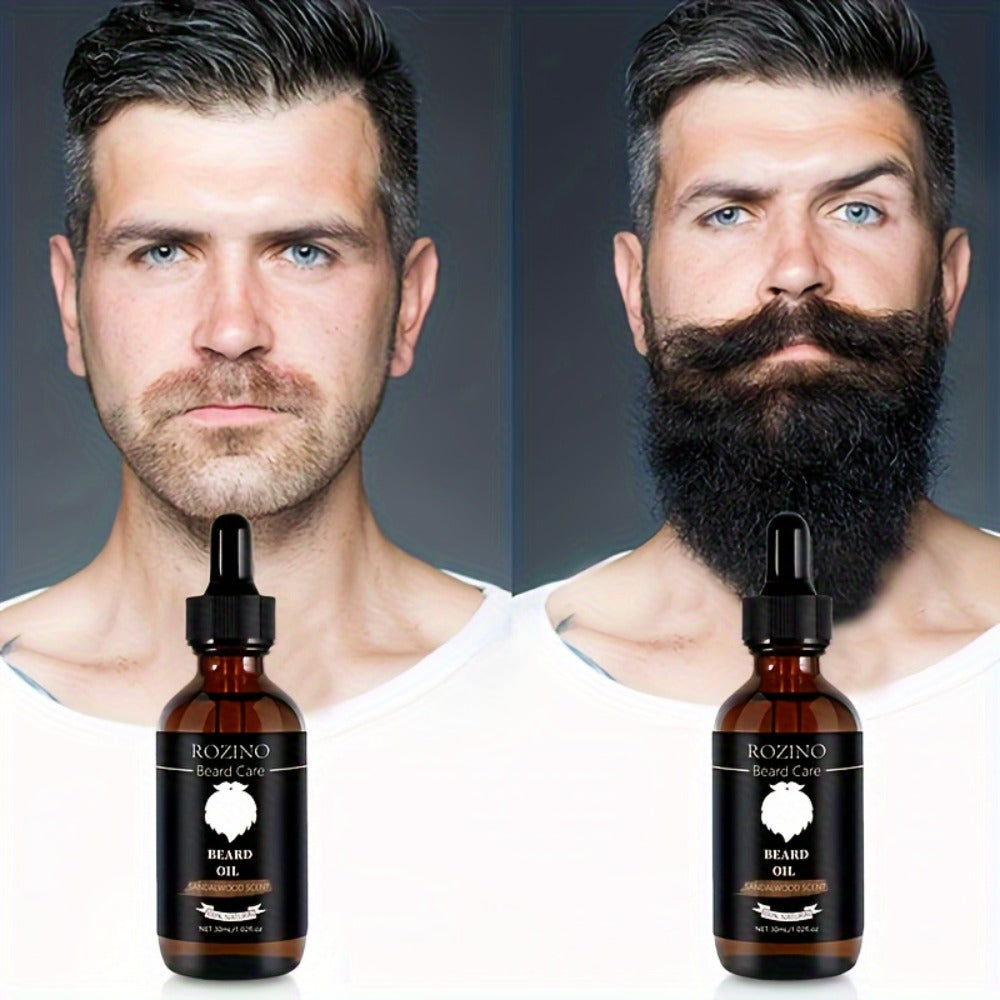 Beard Oil for Men, Sandalwood Scent with Plant Essence, Deep & Nourishing Beard Care Oil for Smooth Glossy Beard