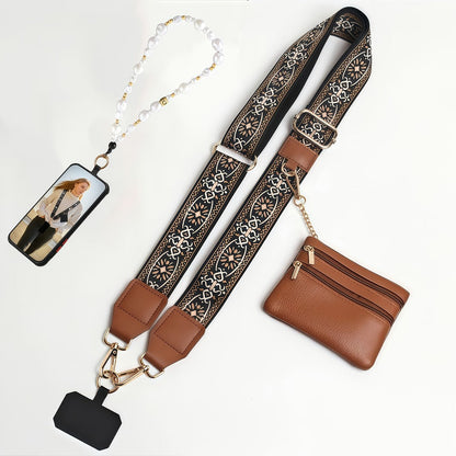 Crossbody Phone Strap Wallet Pouch with Beaded Charm Detachable Wrist with the Listed Color, Size or Set Options for Everyday Carry