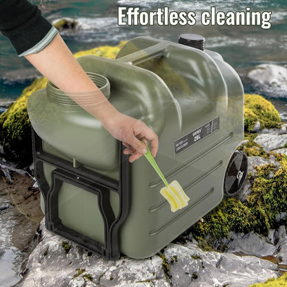 Portable Water Tank with Wheels 7.4 Gallon – Large Capacity Durable PE Square Water Container Jug for Camping, Hiking