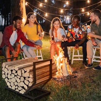 Firewood Rack Outdoor Indoor Heavy Duty Metal Log Holder with Adjustable Feet