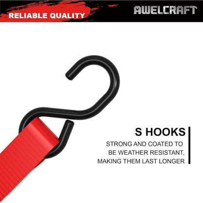 Ratchet Tie Down Straps 4-Pack 15FT 1, 500 lb Break Strength Heavy Duty with Soft Loops & Storage Bag – High-Visibility Webbing