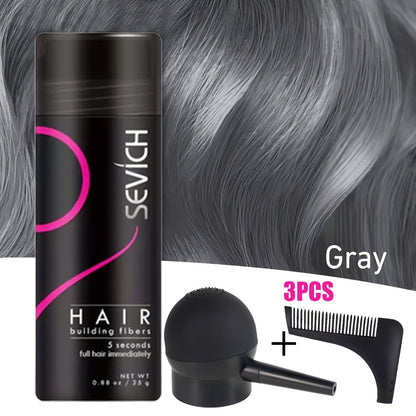 Keratin Hair Fibers 3-Piece Kit with Spray Pump & Optimizer, Instant Thickening Powder for Thinning Hair & Beard