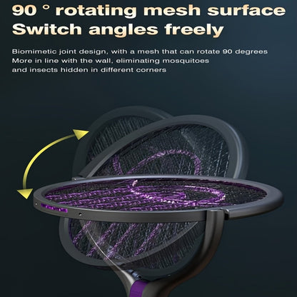 2-in-1 Mosquito Trap Lamp & Retractable Electric Fly Swatter Racket, USB Rechargeable Base