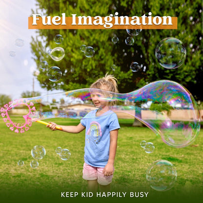 Giant Bubble Wands Set 18 Pieces, 3 Sizes with Tray & Concentrated Solution for Parties, Celebrations and Guest Favors