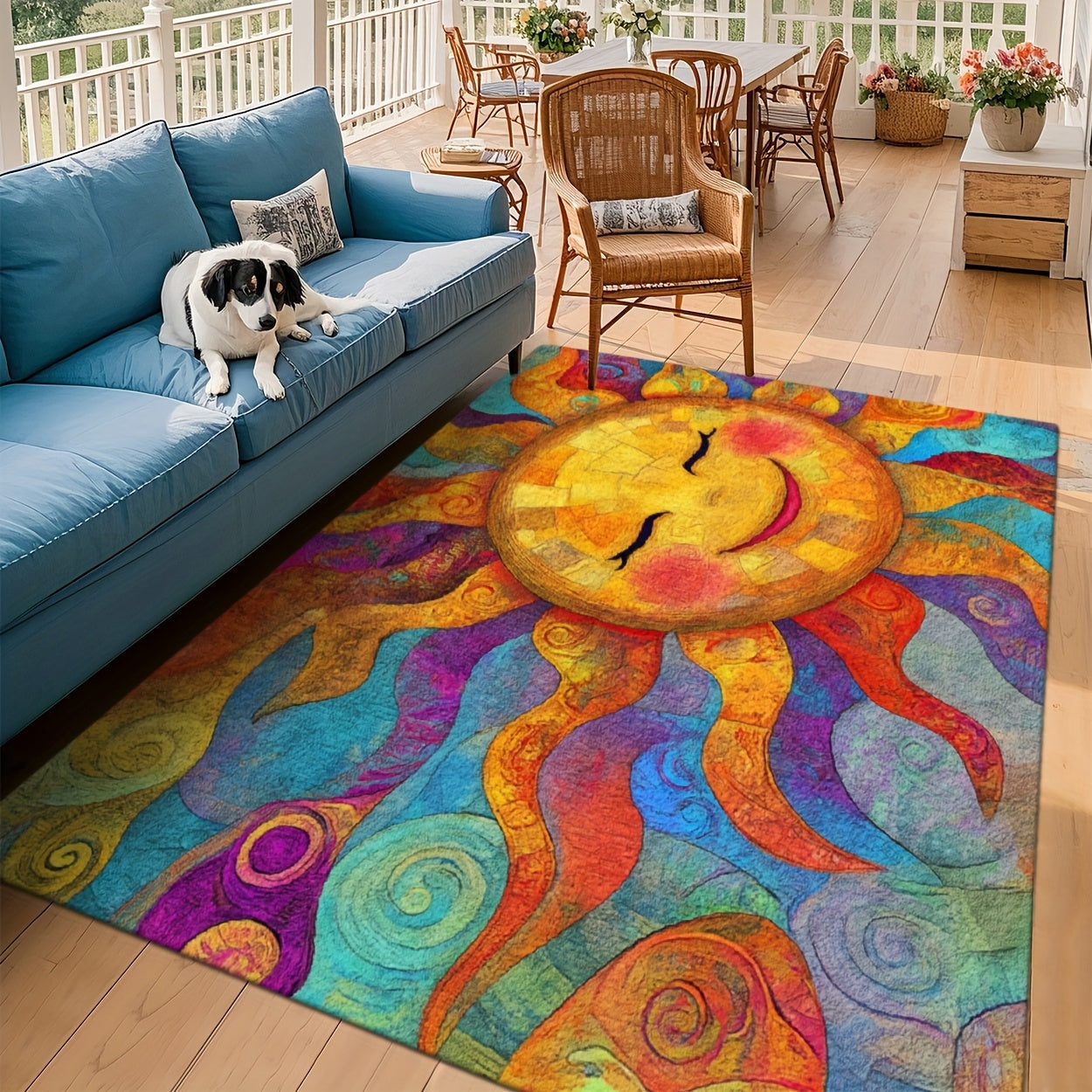 Outdoor Mat Fleece Printed Pattern Soft Non-Slip Rug Machine Washable for Living Room Bedroom Yard RV Camping Picnic Indoor Outdoor