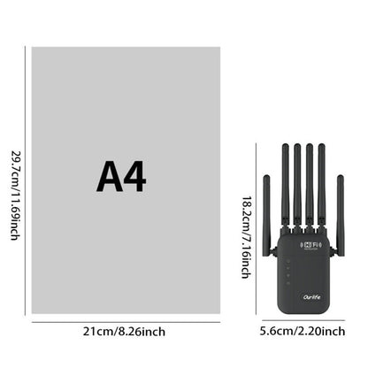 WiFi Range Extender Ourlife 1300Mbps Dual-Band 2.4/5GHz with Six Antennas and Five Color Configurations