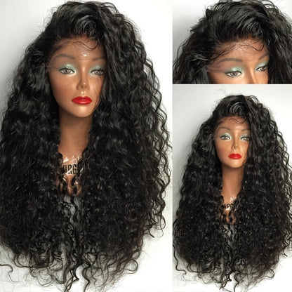 Loose Curly Lace Front Wig for Black Women – 26 Inch 13x4 Glueless Synthetic Hair, Natural Black, Heat Resistant, Hair Replacement