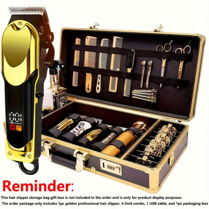 Hair Clipper Cordless USB-Rechargeable Set with Adjustable Blade, Four Guide Combs and Three Style Options